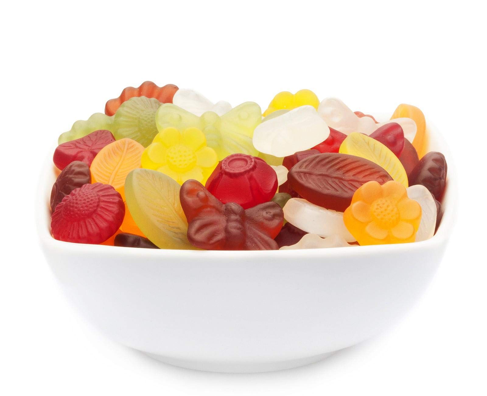 1 x 3kg Fruchtsaftgummi Mischung Frühlingsblumen gelatinefreie Fruchtgummi Mix mit Kirsche Pfirsich Ananas Erdbeergeschmack vegetarisch vegan glutenfrei laktosefrei