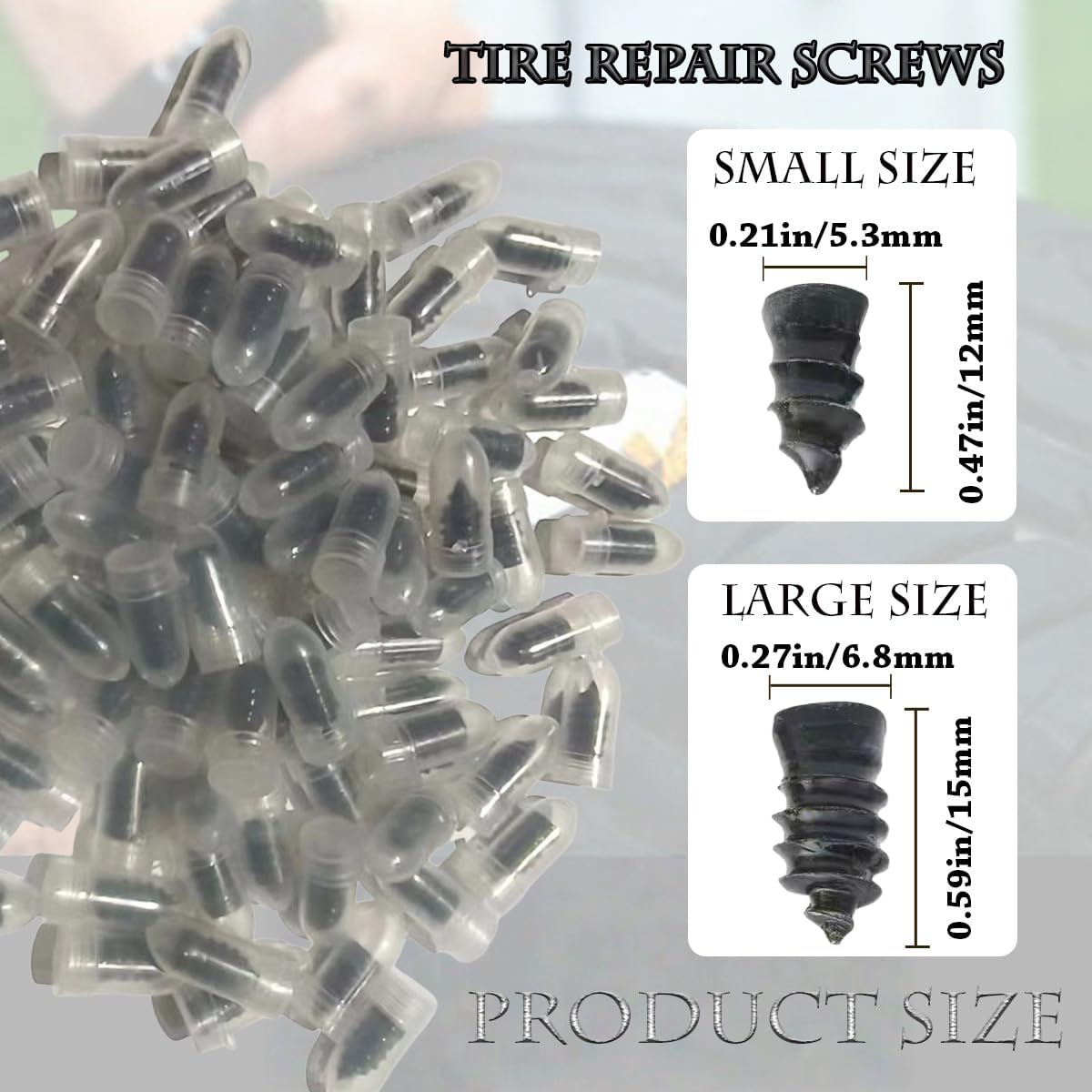 100 Pcs Quick Tire Repair Rubber Nails Kit (50 Large + 50 Small), Durable Self-Service Vacuum Plugs for Fast Car Motorcycle ATV Truck Puncture Fix image 2