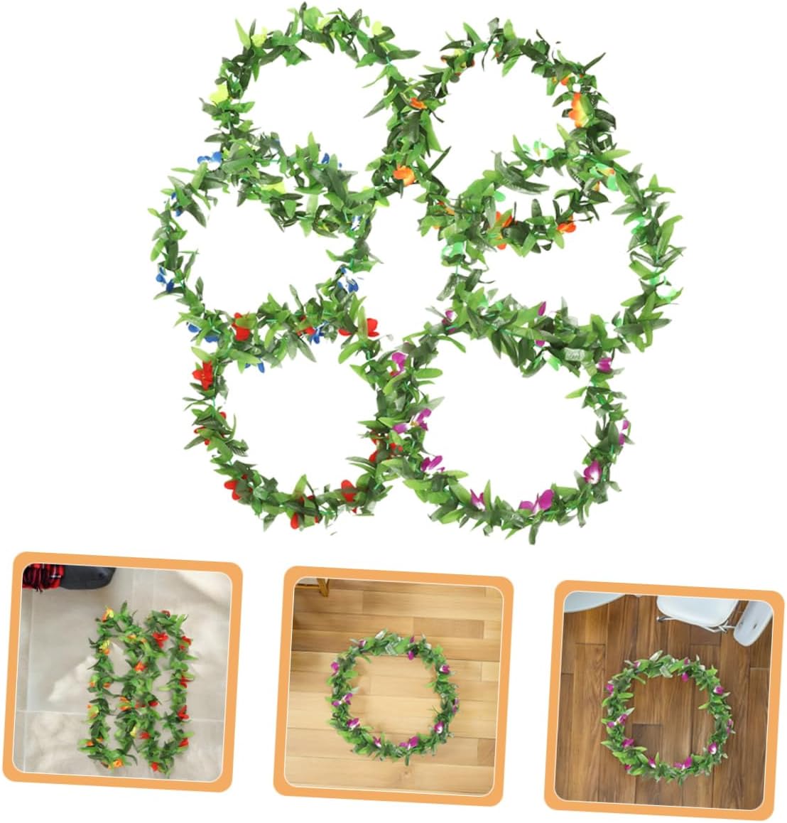 Cabilock 12Pcs Hawaiian Leis Necklaces Tropical Flower Decorations for Luau Beach Weddings Summer Pool Parties and Hawaii Theme Celebrations Easy to Clean Soft Suitable