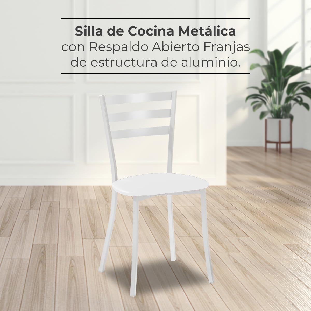 ASTIMESA SCMBLBL Due sedie da cucina, metallo, bianco, altezza della seduta 45 cm