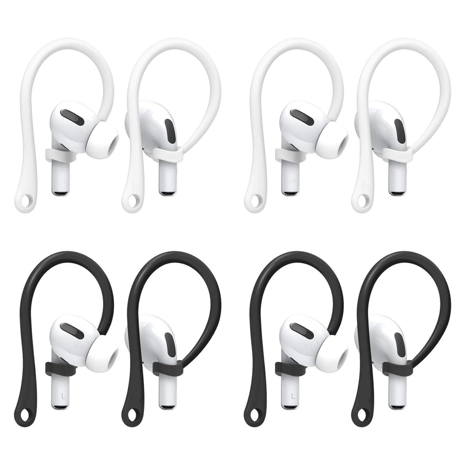 4 Paia Ganci per le orecchie Compatibili con AirPods 3 e AirPods 4, design sicuro e regolabile per attività outdoor, fitness e sport, per correre, ciclismo, con materiale TPU morbido e durevole