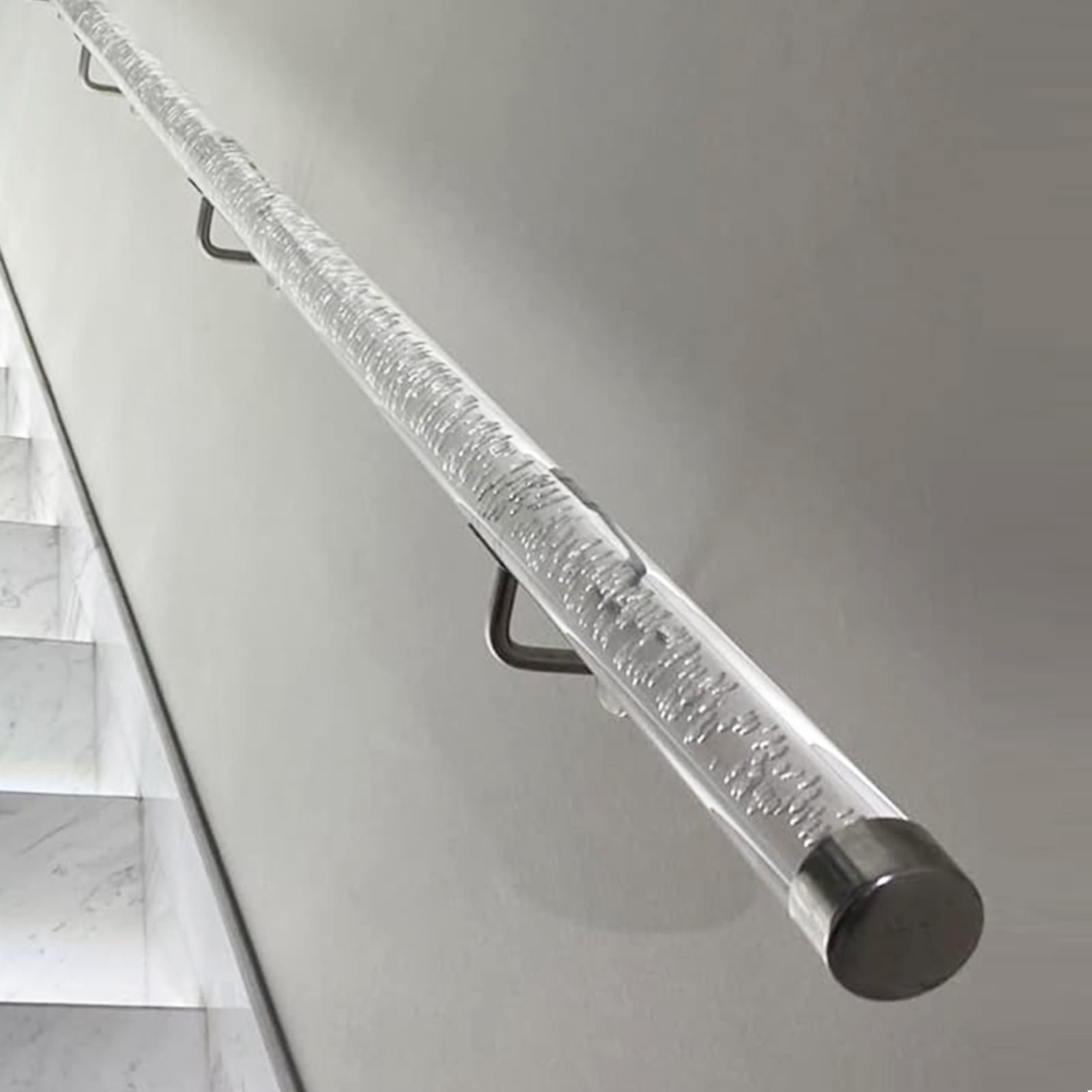 Rampe d'escalier acrylique transparente antidérapante de 100 cm avec support argenté