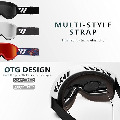 Miniatura 4 de WISTON Gafas de esquí OTG para hombres, mujeres y jóvenes, 100% protección UV W1