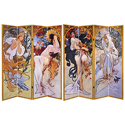 ORIENTAL Furniture 6 ft. Tall Double Sided Four Seasons Canvas Room Divider