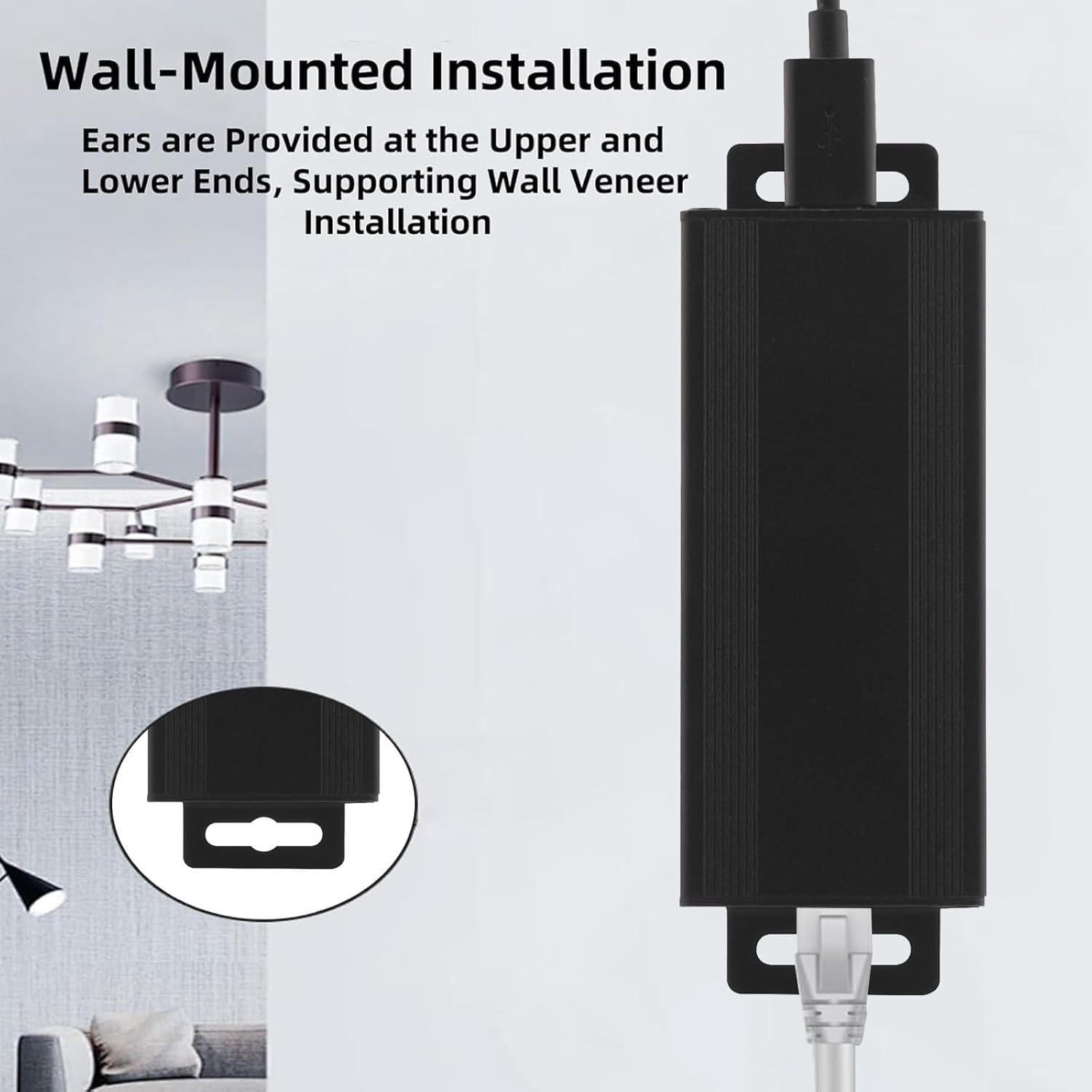 Injecteur PoE Gigabit 90 W, 802.3af/at/bt PoE+ + adaptateur standard non PoE vers PoE, Plug & Play, extension de signal de 100 mètres pour la sécurité/les applications audio commerciales/IoT