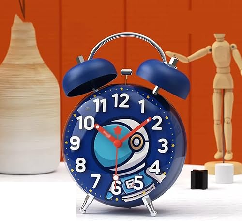 Alarm Clock Bedroom Alarm Clock 4" Twin Bell Analog Alarm Clock for Bedroom Battery Operated Bedside Clock with Backlight Table Clock Bedside Clock