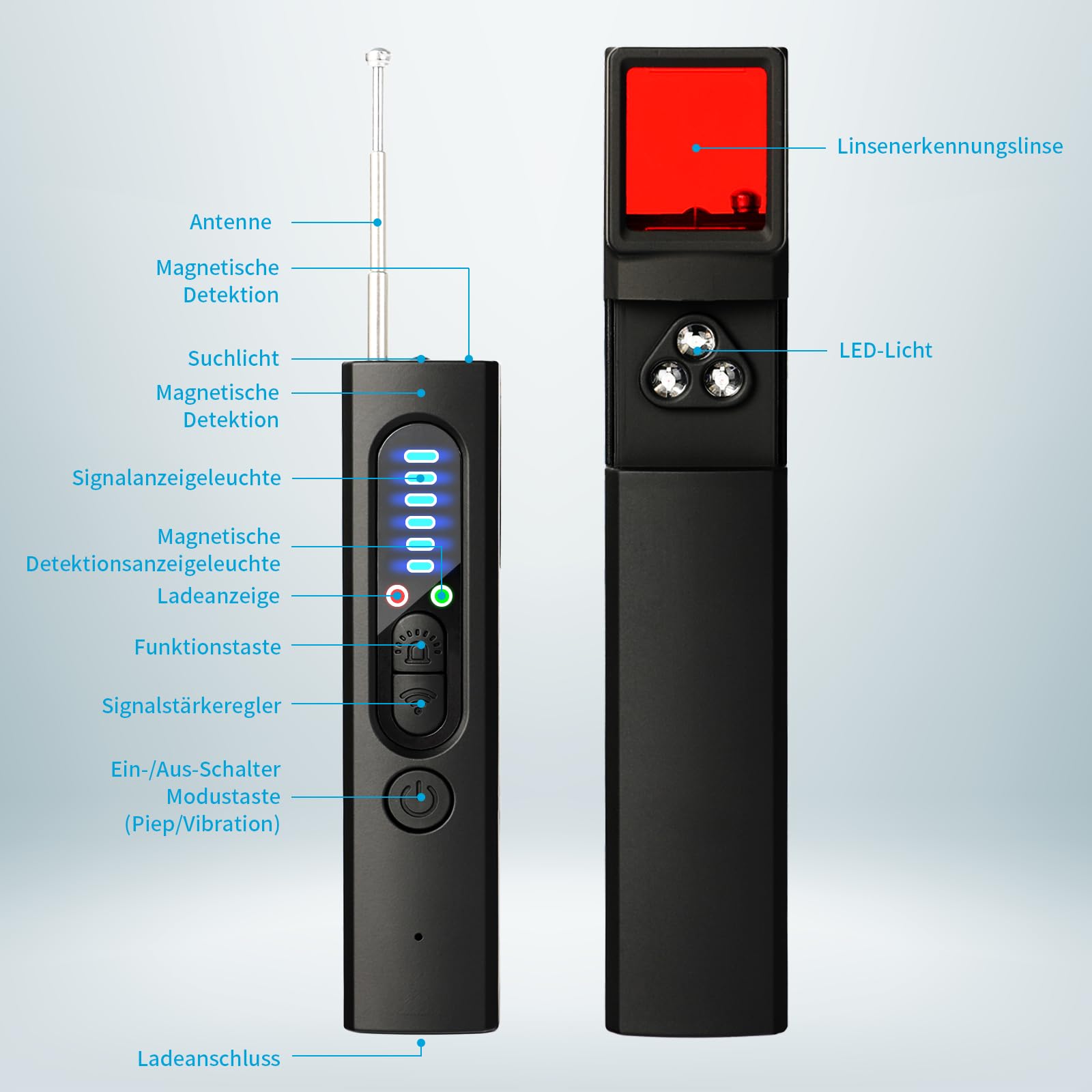Detector de Dispositivos Ocultos Inalámbrico - Detecta Cámaras, Micrófonos, GPS y Señales RF con 5 Niveles de Sensibilidad para Oficina, Hotel y Hogar