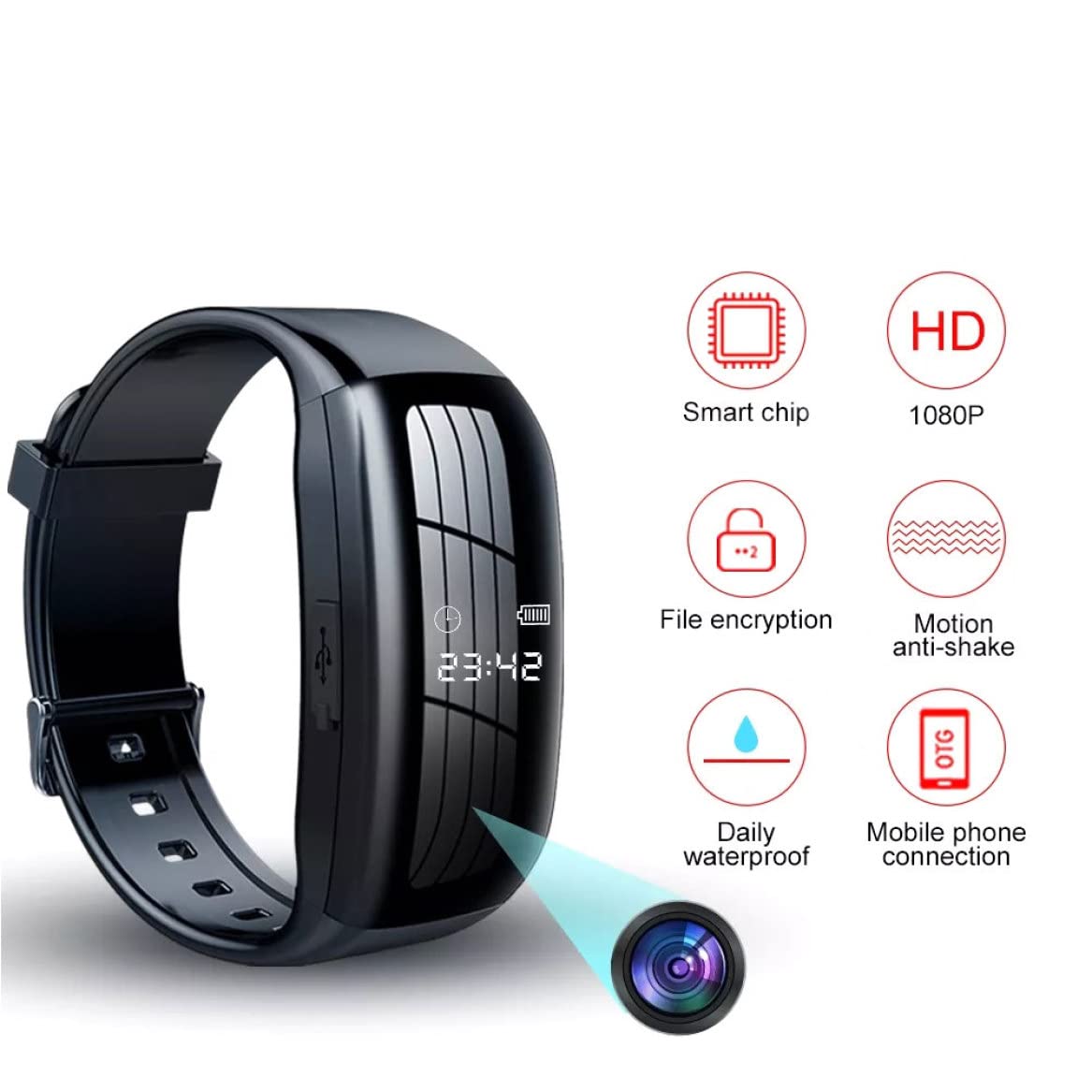 Grabadora de vídeo por Voz Digital, cámara de Audio 8G, Pulsera, Dispositivo de grabación con cancelación de Ruido
