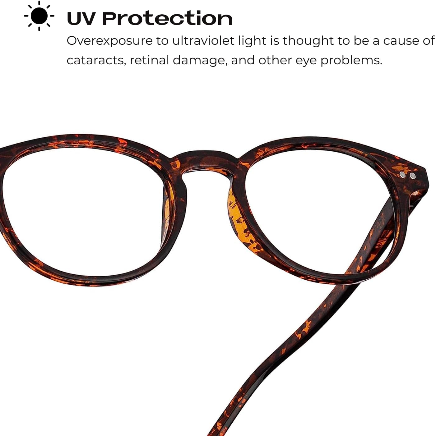 READEREST 둥근 청색광 차단 돋보기(거북이 1.50 배율) 남성용 및 여성용 세련된 컴퓨터 안경 눈부심 방지 눈 피로 방지  자외선 차단-Freehip.co.kr