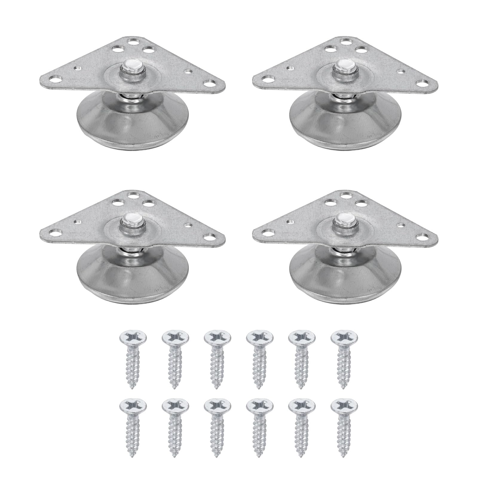 sourcing map 4Pcs Furniture Leveling Feet, Adjustable Metal Feet Levelers, Screw on Heavy Duty Table Leg Levelers with Triangular Plates for Sofa, Chair, Cabinet, Table(26 x 11 x 39mm)