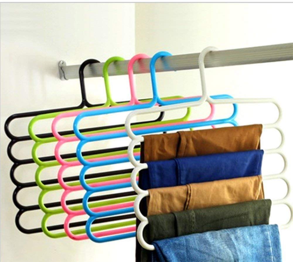 Brazilian 5 Layer Multipurpose Multi-Layer Hangers for Clothes | Shirts | Wardrobe | Ties | Pants | Space Saving Hanger | Cupboard | Wardrobe Organizer | Plastic Hangers Multi Colour (Pack of 4) (B0BZFBHPX6) Amazon Price History, Amazon Price Tracker