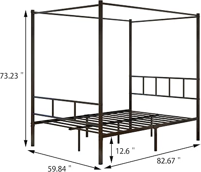 King Size Bed Frame Canopy Bed Frame with 4 Poster,Black
