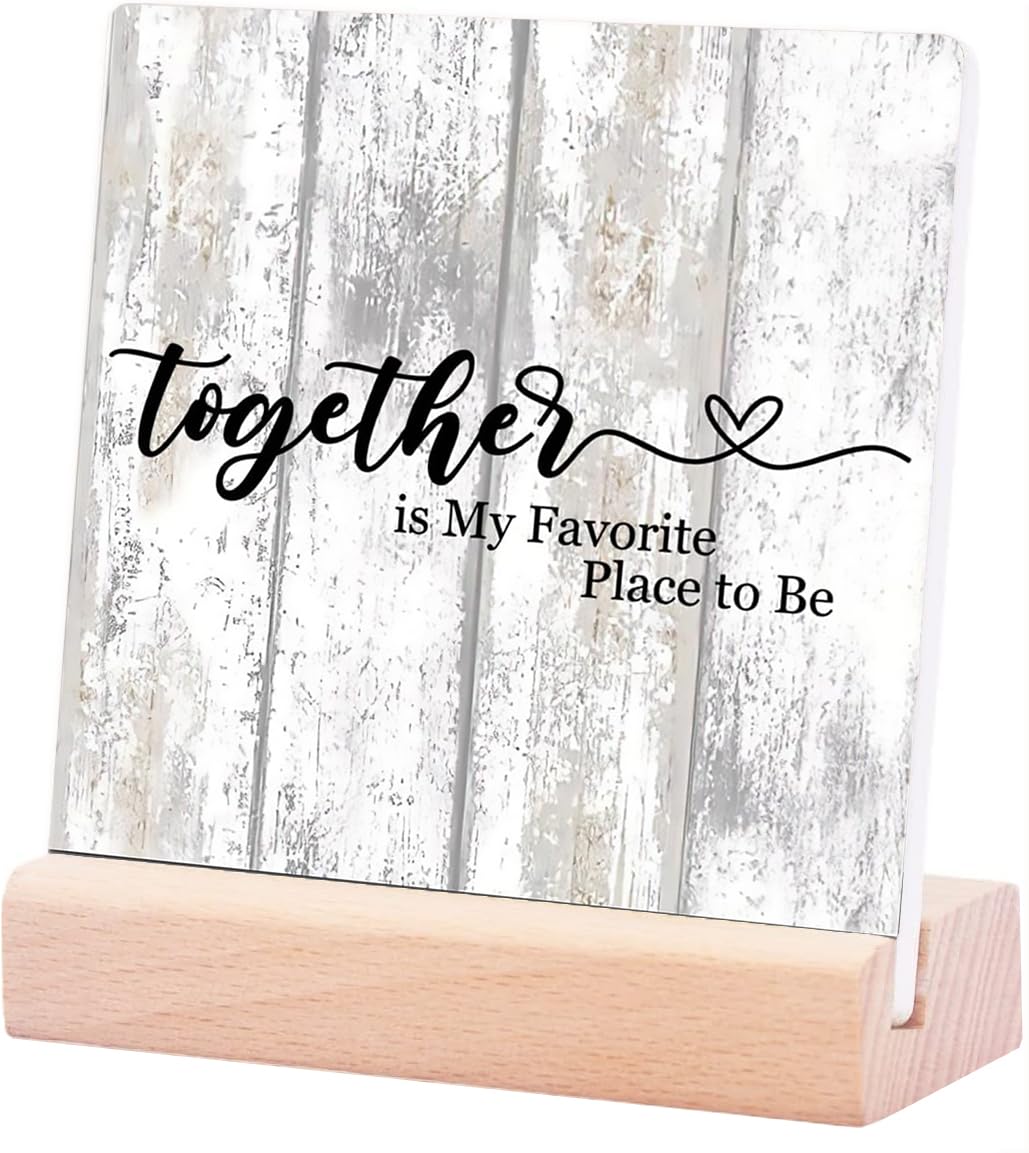 Together Is My Favorite Place To Be Wooden Word Signs For The Home Wooden House Plaques Personalized Smooth Fashion Fairy Tale For Birthday 4X4 Inch