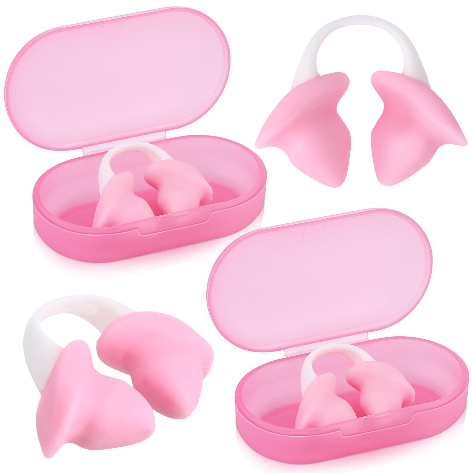 Soulchen Pcs Swimming Nose Plugs Silicone Waterproof Painless Swim Nose Clip with Storage Box for Adults Kids Men Women Beginners(Adult,Pink)