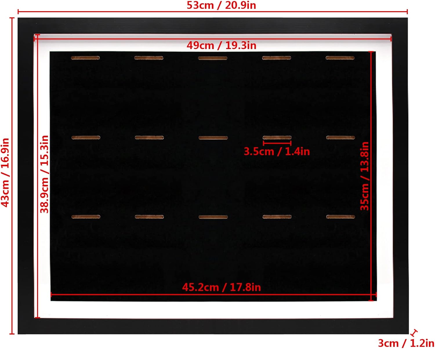 Medal Display Case, 15 Medals Display Shadow Box Frame, 3D Medal Box Photo Frame for Runners Marathon Triathlon Soccer Gymnastics All Sports Medals Award Insignia (Black, 20x16”)