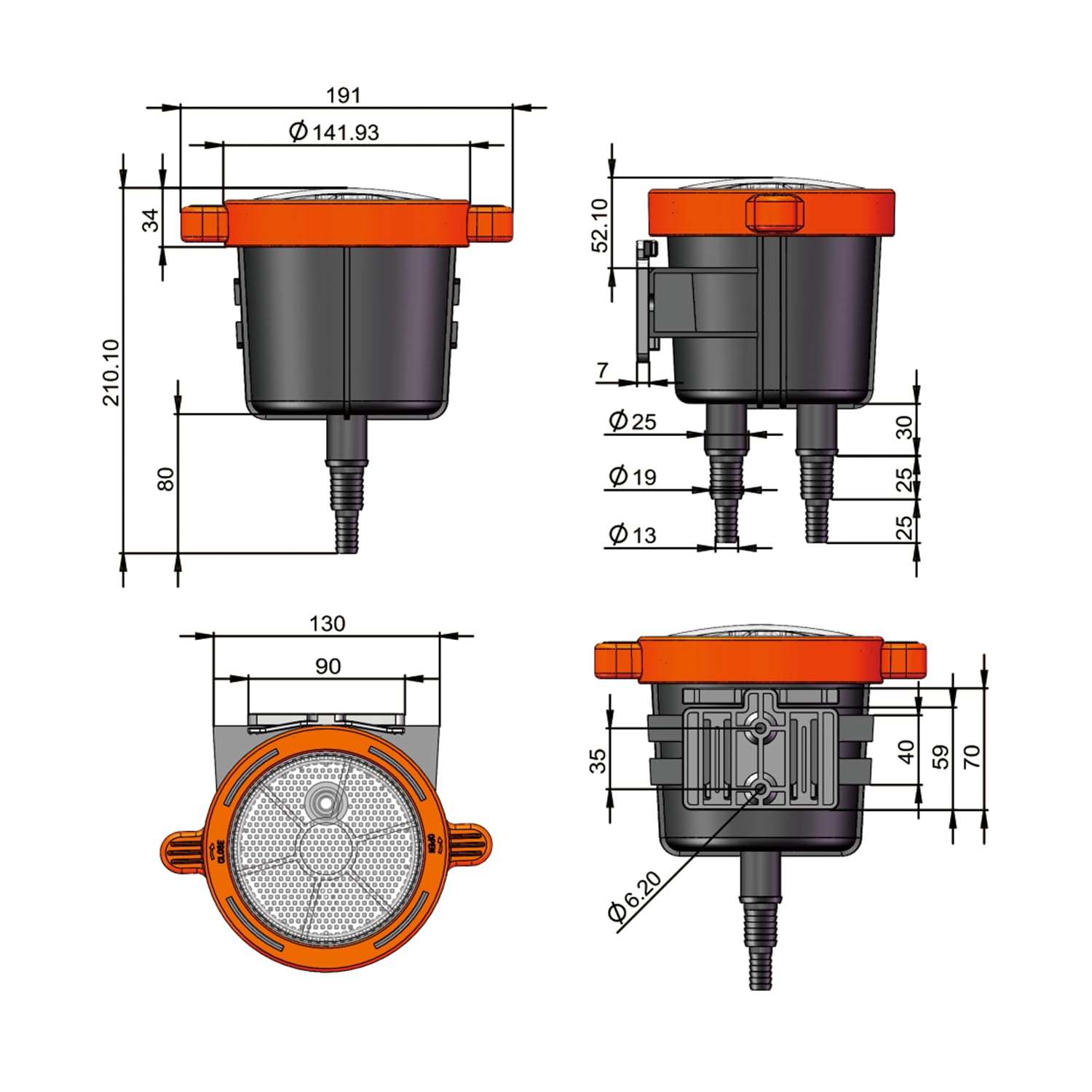 LIGHTEU®, SEAFLO Raw Kühlwassereinlass Siebkorbfilter für Meerwasser Marine & Boat - Passend für 1 ", 1,25 "& 1,5" Hose SF-SWF003