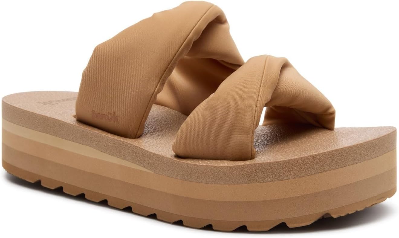 Sanuk Womens Yoga Twist-N-Slide Sandal | Yoga Mat Footbed with 1.25" Platform | Platform Sandals for Women