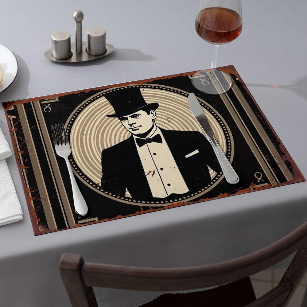 Napperons lavables motif homme au chapeau haut-de-forme : parfaits pour vos repas