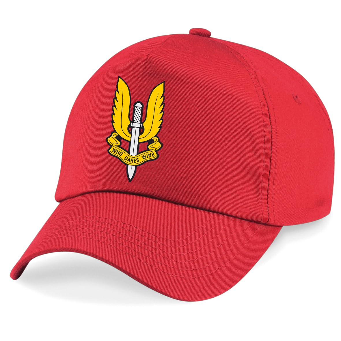 Psave Men's Red Sas Special Air Service Who Dares Wins Special Forces Insignia Baseball Cap British Army Military Embroidery (Red)