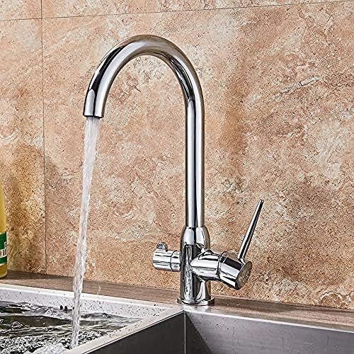 Robinet de cuisine mitigeur orientable 360 avec double poignée et eau purifiée