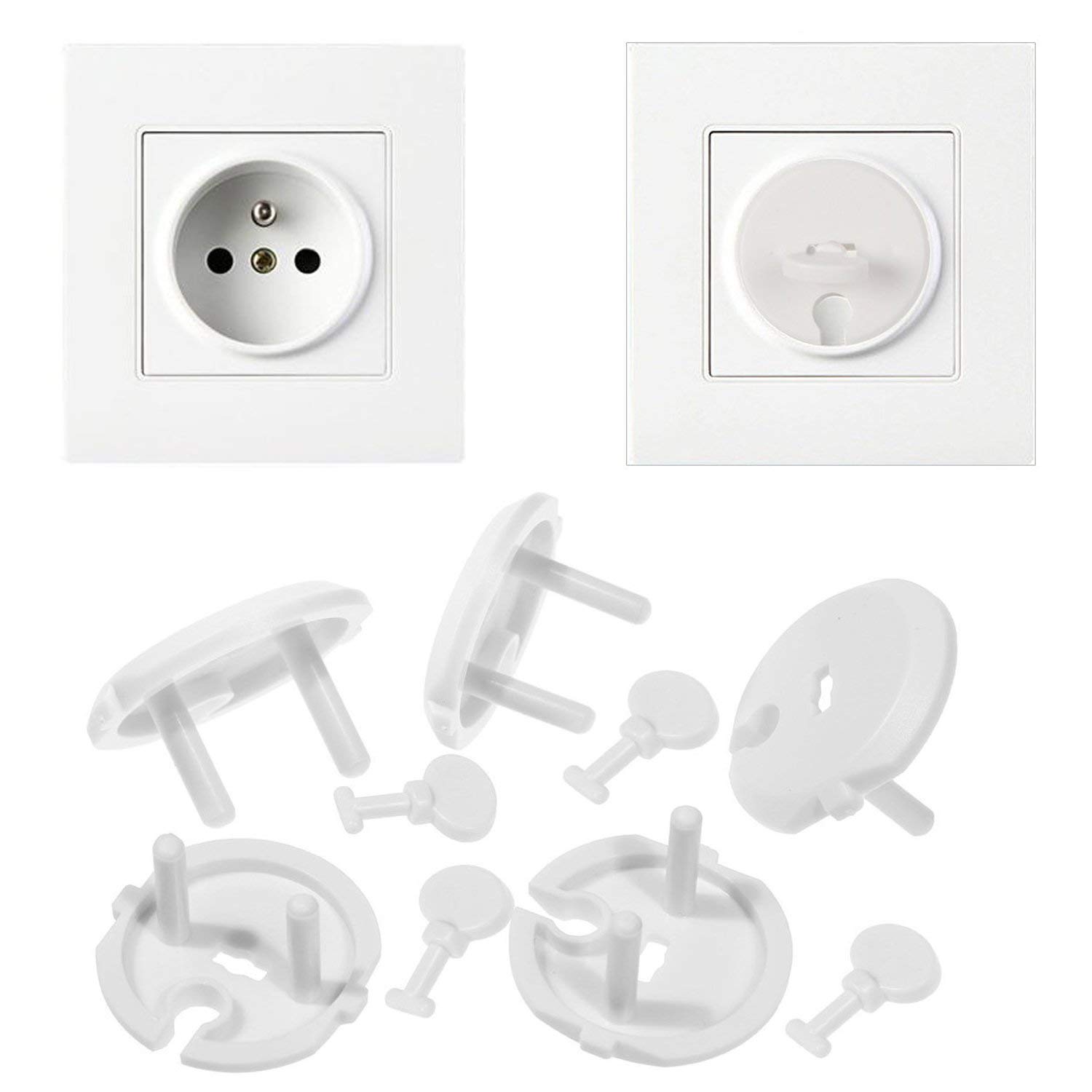 Kit Seguridad Bebe - Protector Enchufes para Bebés(20 Fundas + 5 Llaves)+12 x Bebé de Seguridad Bloqueo +8 x Protector de Seguridad para Niños