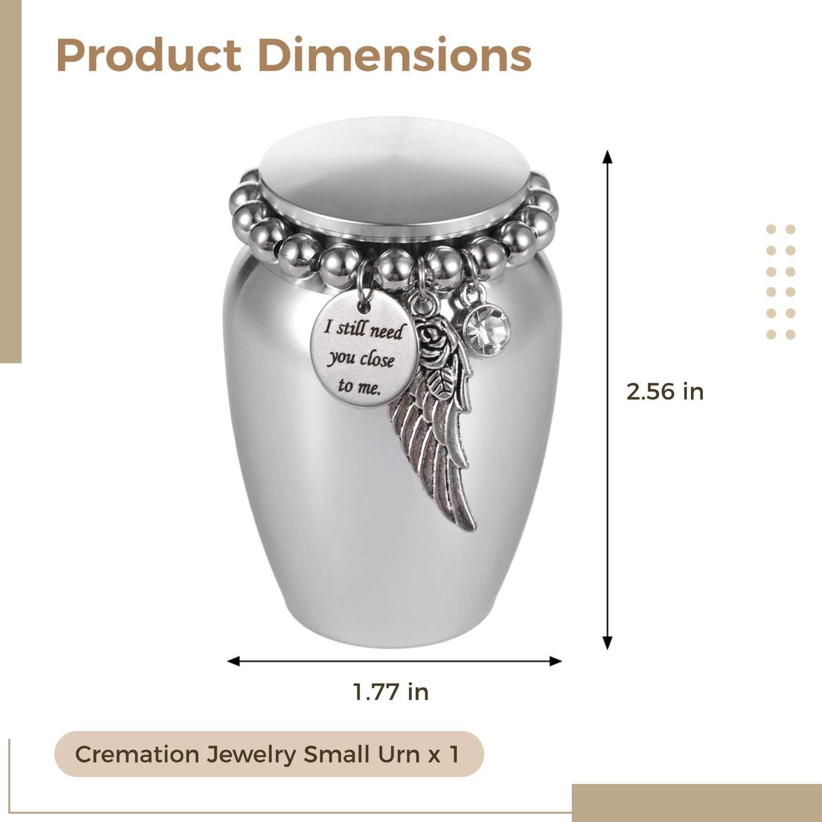 Small Urn with Wing Pendant, Silver Memorial Ashes Holder for Loved Ones and Pets Customizable - Image 4