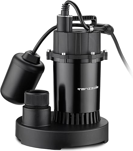 Bomba de sumidero sumergible, bomba de agua termoplástica portátil, bomba de transferencia de agua eléctrica con cable de 16.4 pies para piscina,