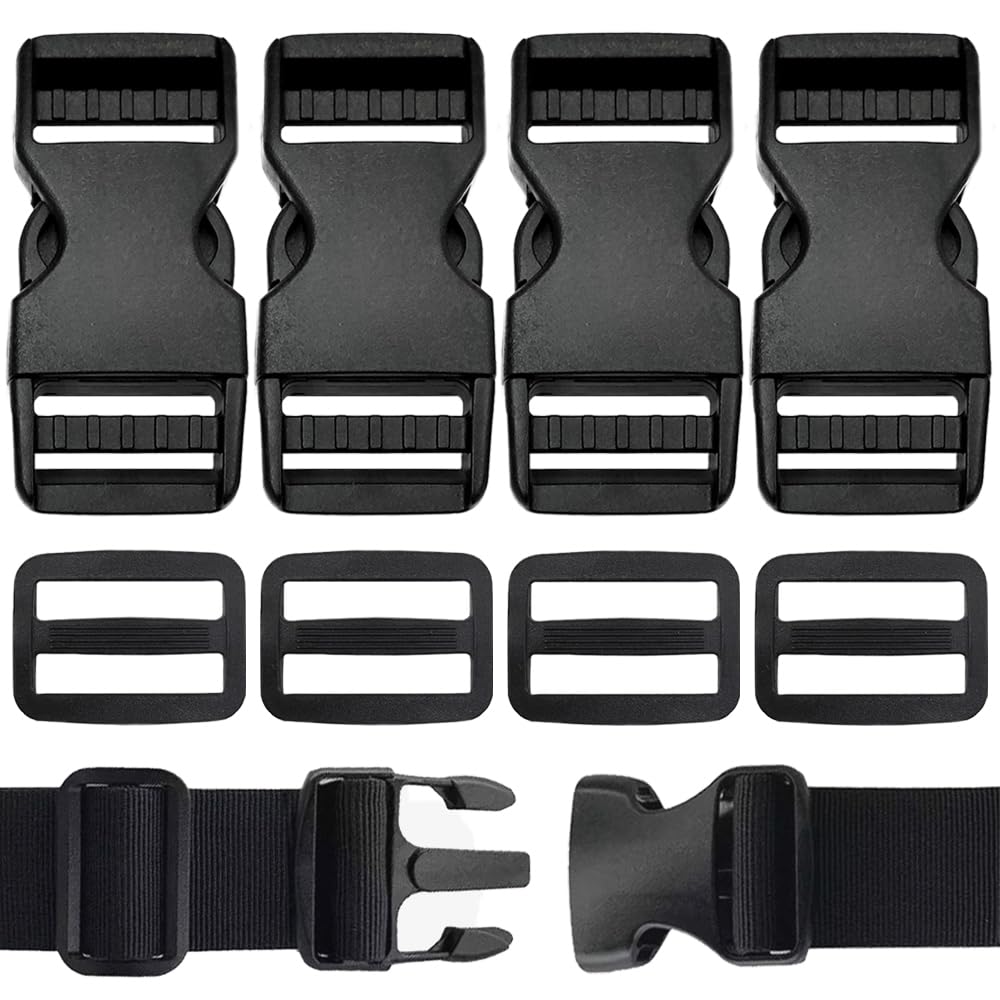 TRKETK 8 Pcs Plastic Buckles, 25mm Quick Side Release Buckles Slides Heavy Duty Strap Side Release Buckle Clips for Backpack Repairing, Luggage Fastening Strap