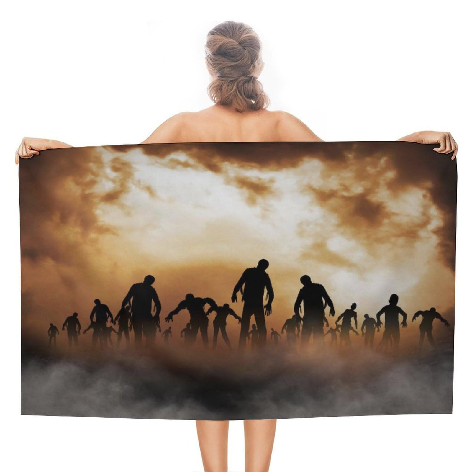 LEDFCVSU Beach Towel, Zombies Dead Men Walking Body at Night Bath Towel, Absorbent Towel for Swimming, Sports, Travel