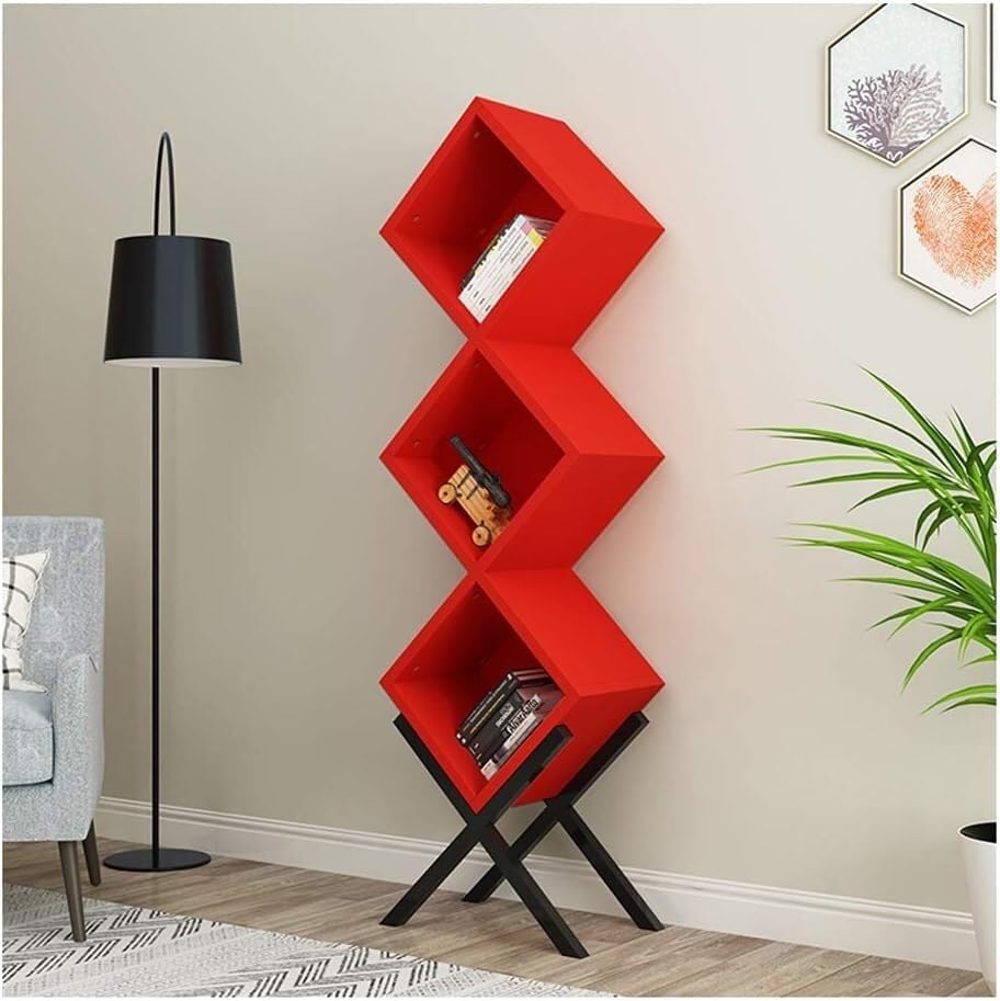Étagère en fer forgé rouge : meuble de rangement créatif pour salon et étude