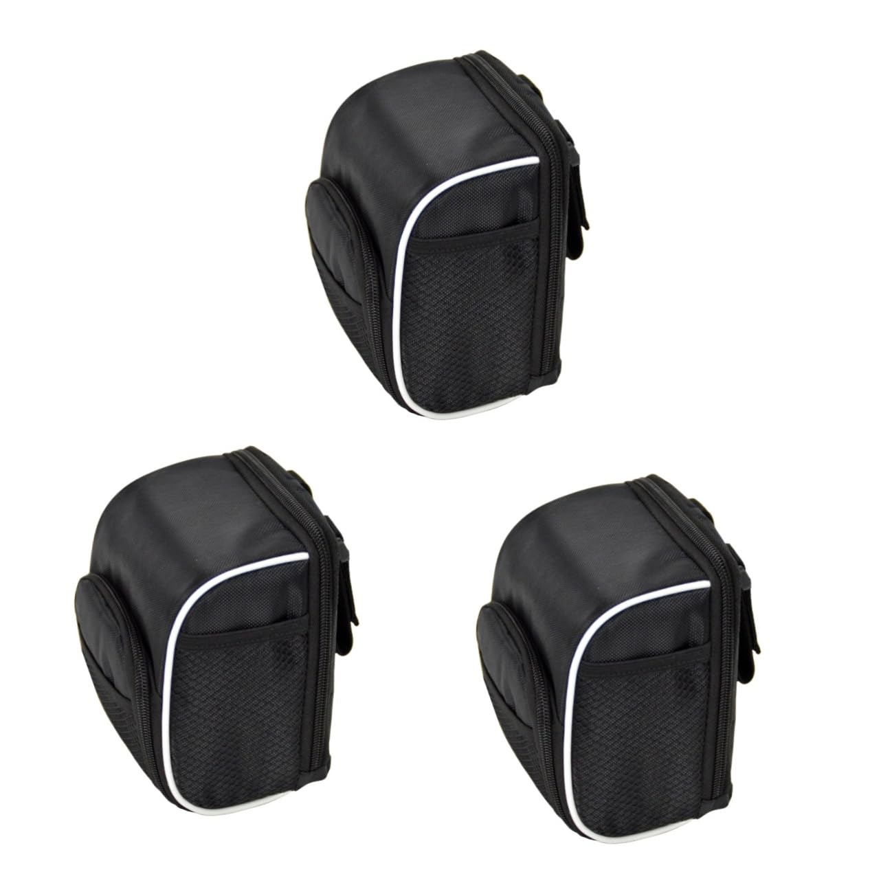 Kisangel 3piezas Bolsa De Manillar De Bicicleta Plegable Accesorio Multifunional para Almacenamiento Color Negro