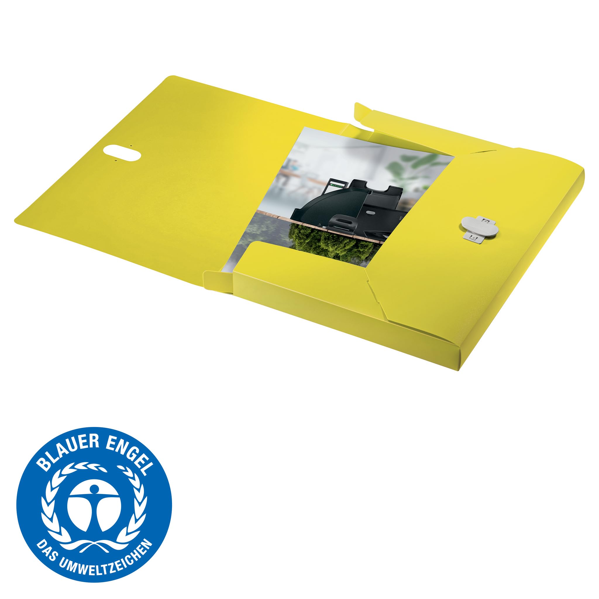 Leitz Recycle Box File Portadocumenti in PP Riciclato all'80% e Riciclabile al 100%, Gamma Recycle, 254 mm x 38 mm x 330 mm, Giallo, Confezione 5 pz, 46230015