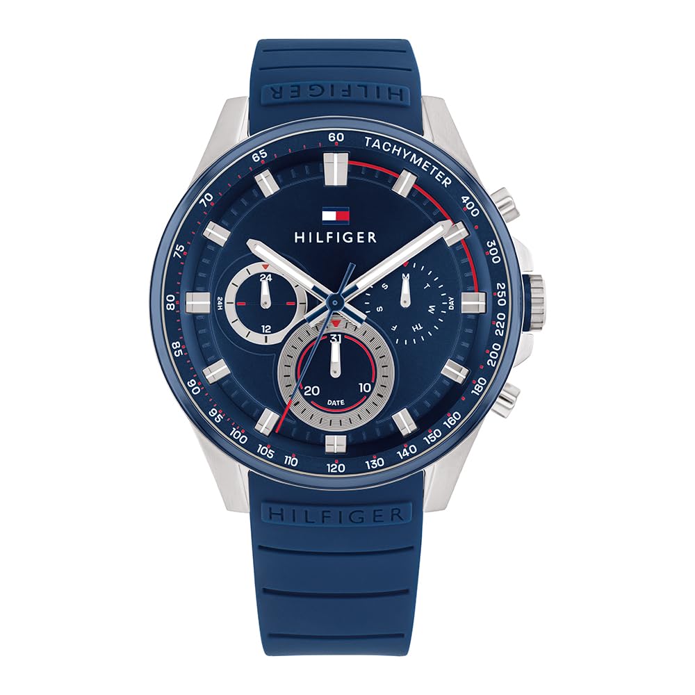 Tommy Hilfiger Analogue Multifunction Quartz Watch for Men with Blue Silicone Bracelet - 1791970