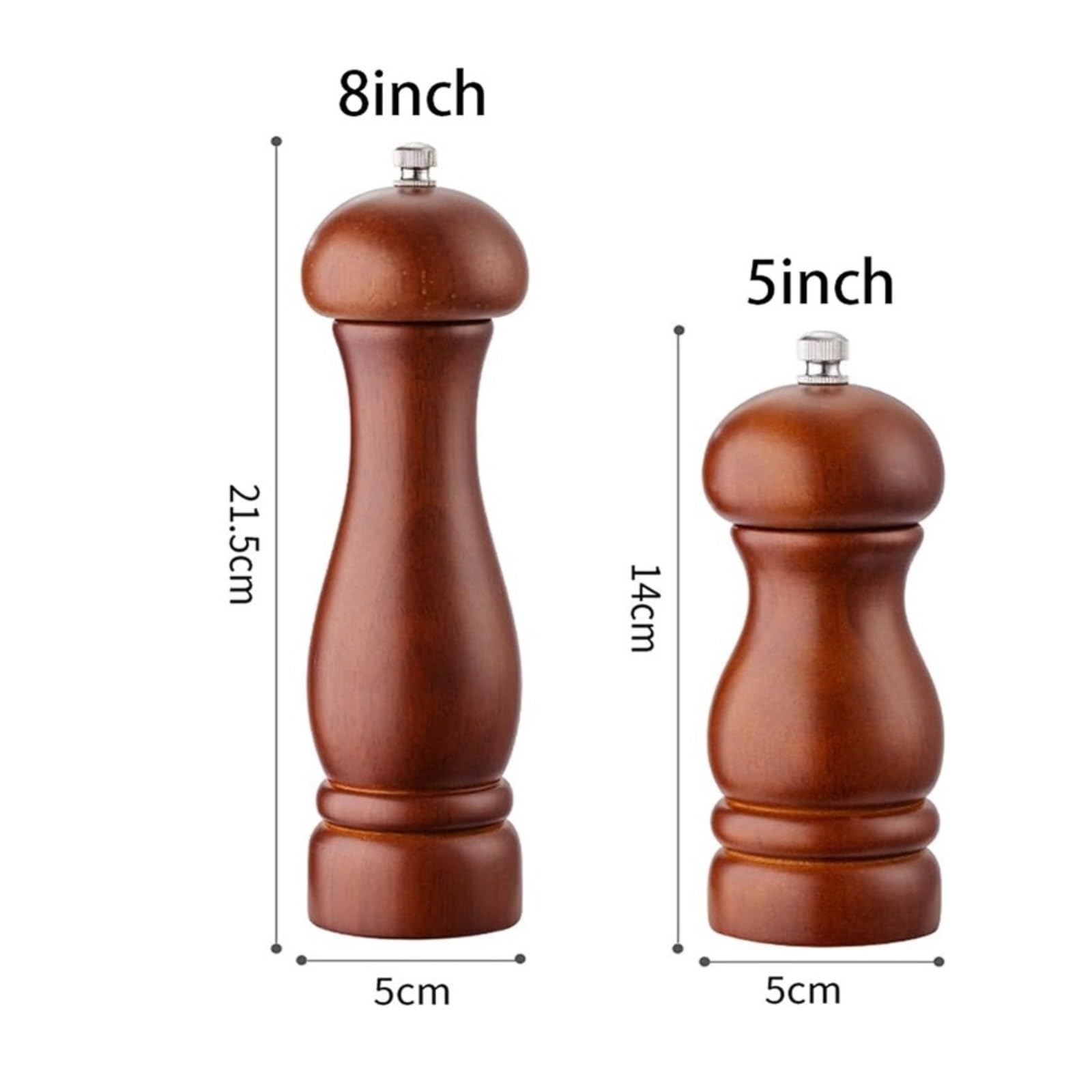 Macina Pepe Macinapepe Manuale in Noce Nera per Macinare Il Barattolo di Spezie per Macinare Il Pepe Nero in Legno di Frassino Spinoso Macina Pepe Elettrico (Color : 2pcs, Size : 8inch)