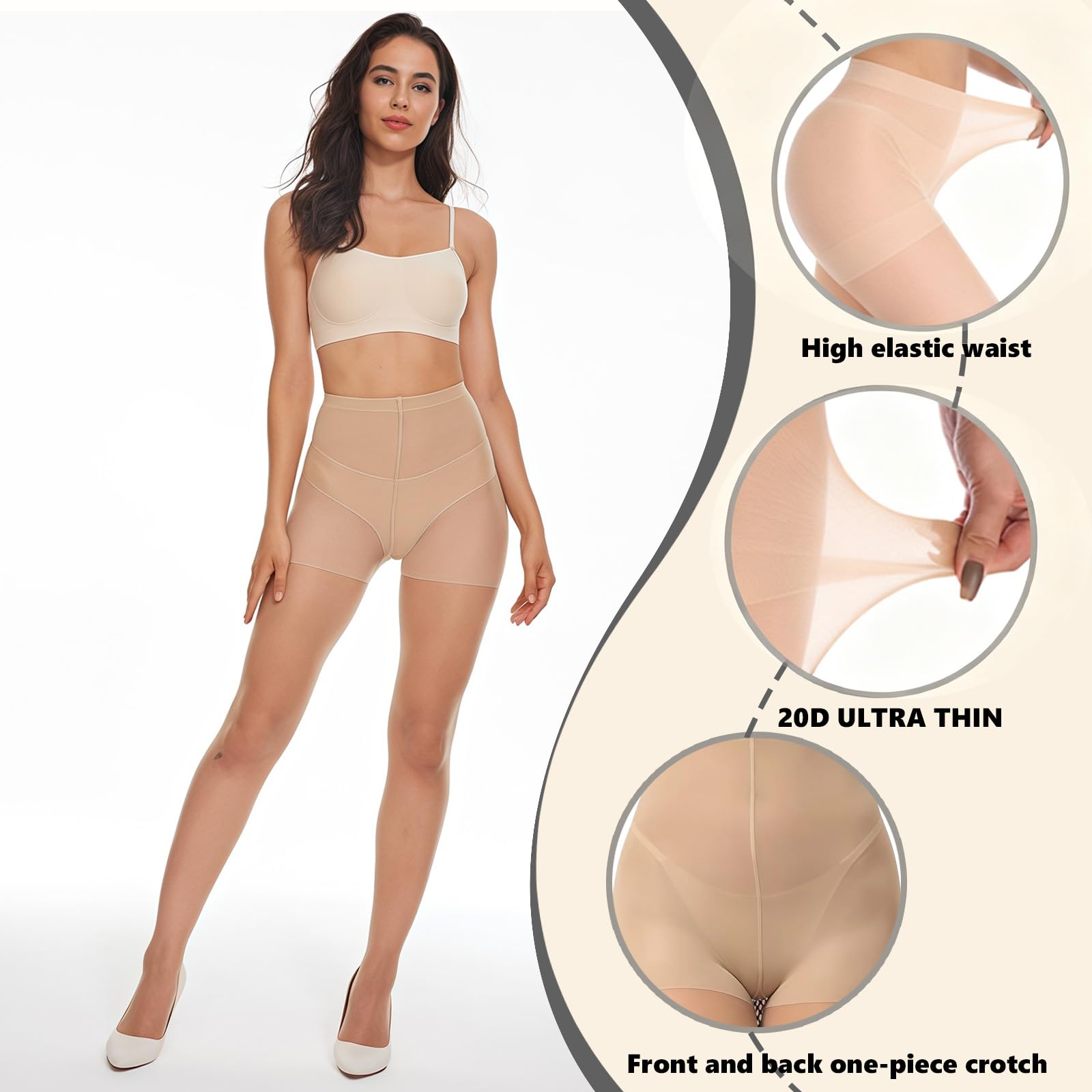 2 Pairs Women's 20 Den/80 Den Soft Tights, Women's Tights