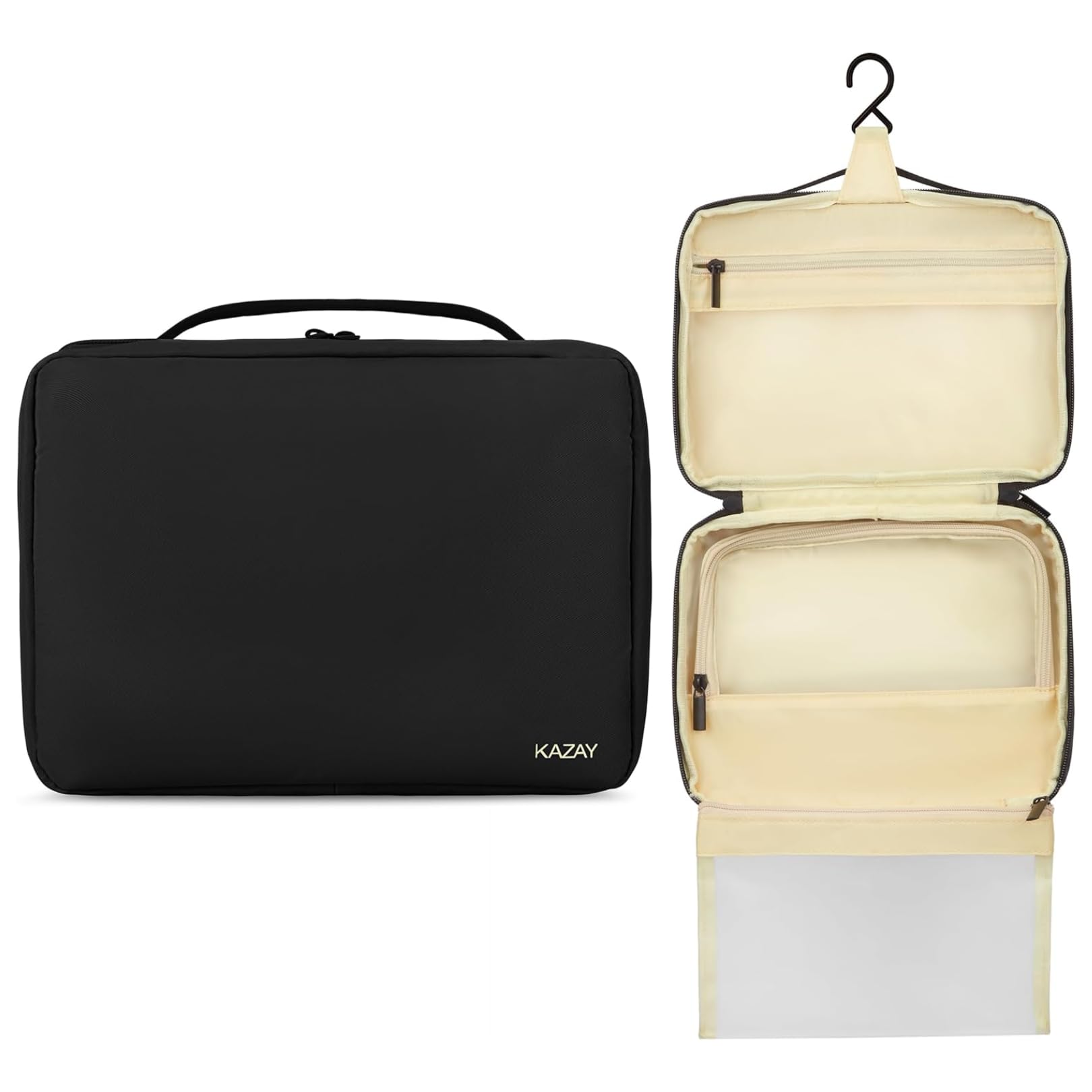 KAZAY Hanging Toiletry Bag with TSA Approved Detachable Pouch, Travel Toiletry Bag, Water Resistant, Premium Nylon, Travel Size Toiletries Cosmetic