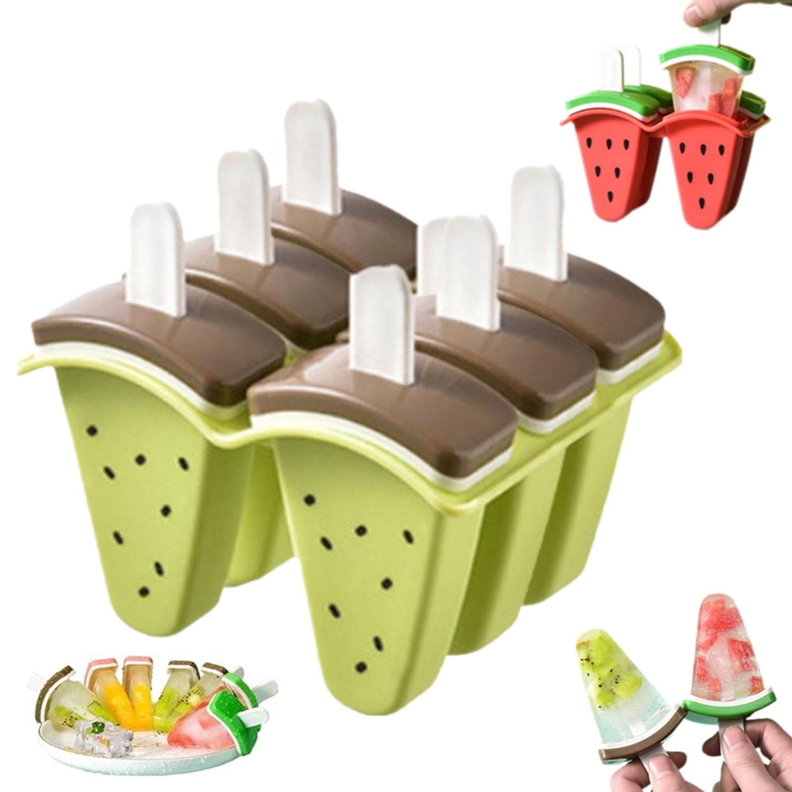 Ice Lolly Moulds Ice Cream Mould Cute Watermelon Shape Popsicle Moulds Reusable Silicone Ice Molds Easy Release Homemade Ice Cream Molds