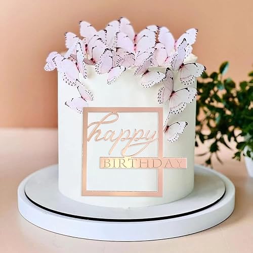 Miniatura 6 de Decoración de acrílico con espejo para tartas de feliz cumpleaños, decoración de cupcakes, marco hueco, decoración lateral para tartas, decoración