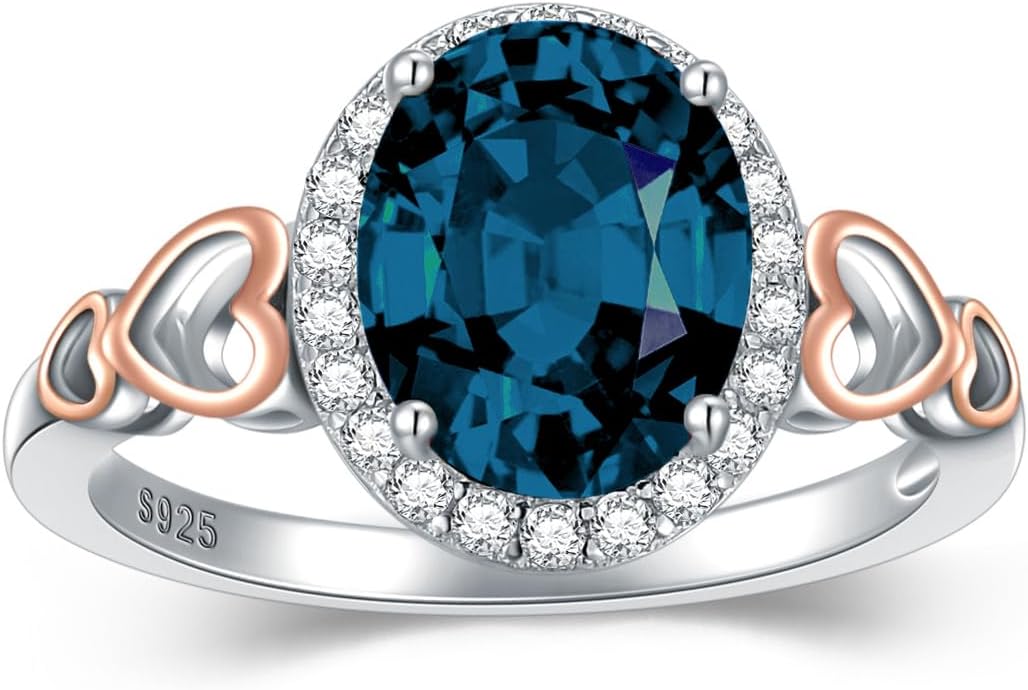 925 Sterling Silver Gemstone Ring for Women 10mm * 8mm Oval Cut Birthstone Engagement Ring for Gifts