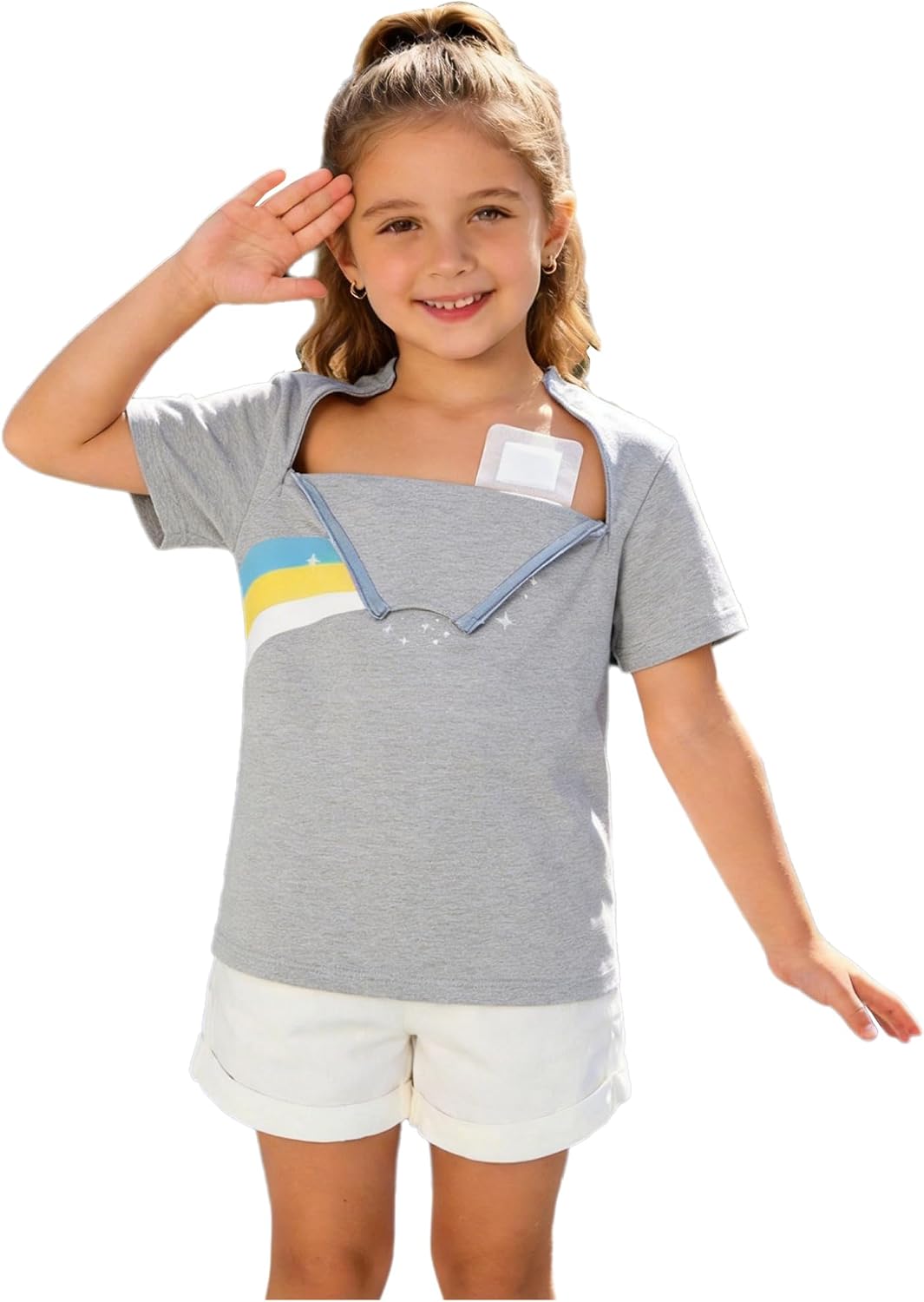 Adaptive Clothing for Kids Surgery Recovery Shirts Chemo T-Shirt Tear Away Side Zippers Off Tops