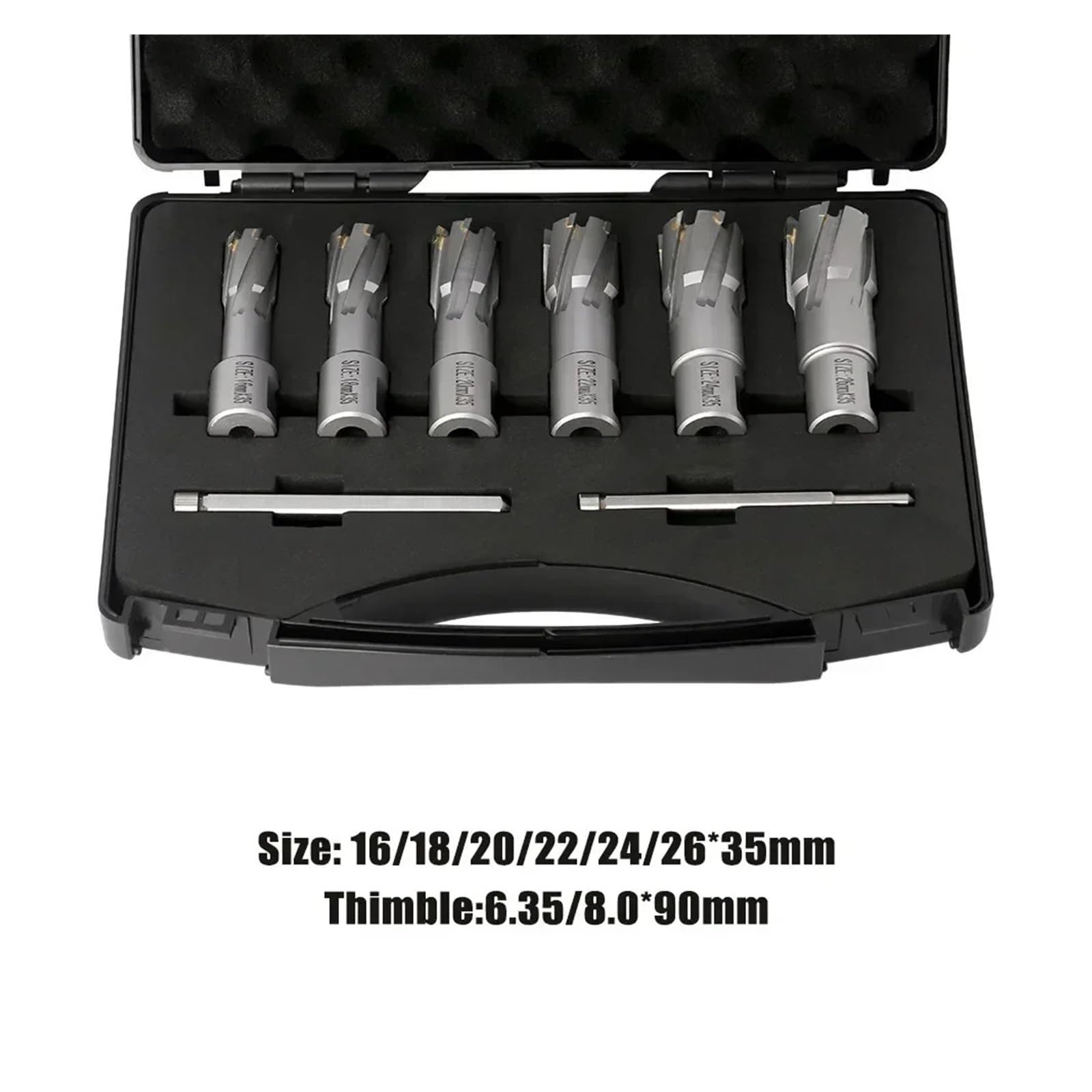 Juego De 6 Brocas De Carburo De Tungsteno For Perforación De Acero Inoxidable, 6-26 Mm X 35 Mm, For Carpintería