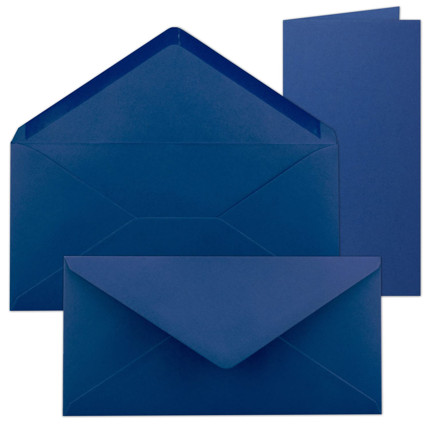 150x Faltkarten-Set mit Briefumschlägen in Dunkelblau (Blau) DIN Lang - Nassklebung - 21 x 10,5 cm - FarbenFroh by GUSTAV NEUSER