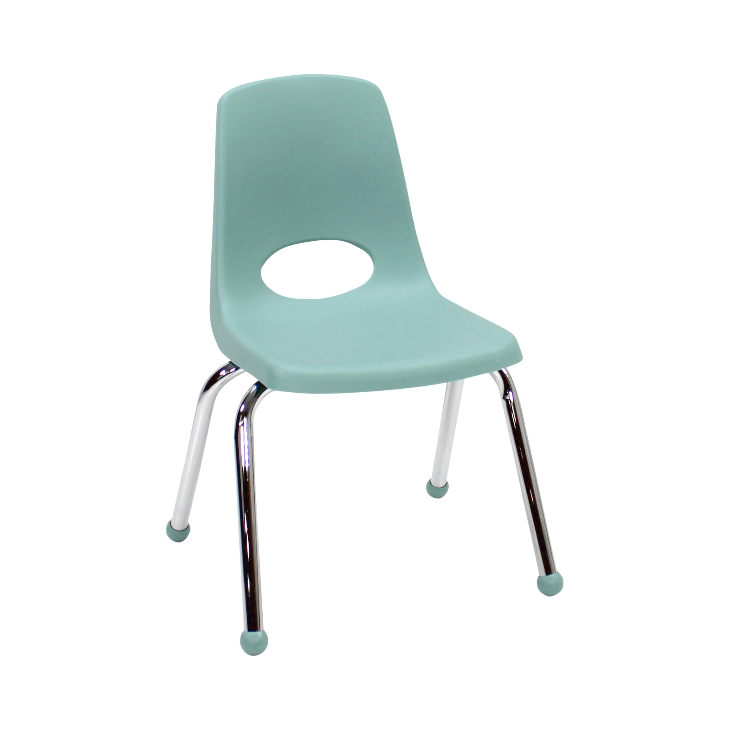 FDP 14" School Stack Chair, Stacking Student Seat with Chromed Steel Legs and Ball Glides for Classroom, Homeschool or Learning Space - Seafoam, 11557-SF