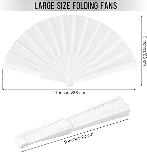 Miniatura 2 de durony Abanicos chinos de tela de nailon con mango de plástico, abanicos plegables decorativos para fiestas, regalos de boda, decoración del hogar,