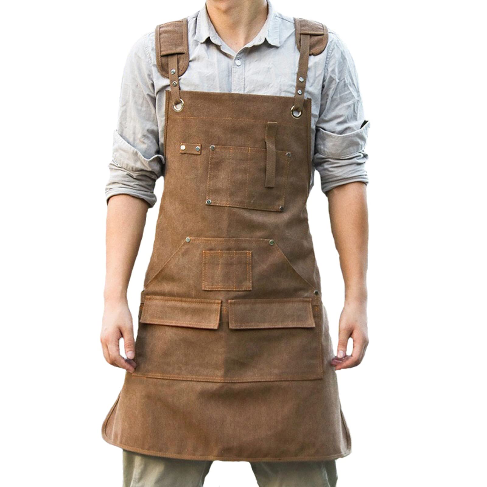 INMTIE Woodworking Apron Heavy Wax Canvas Work Apron