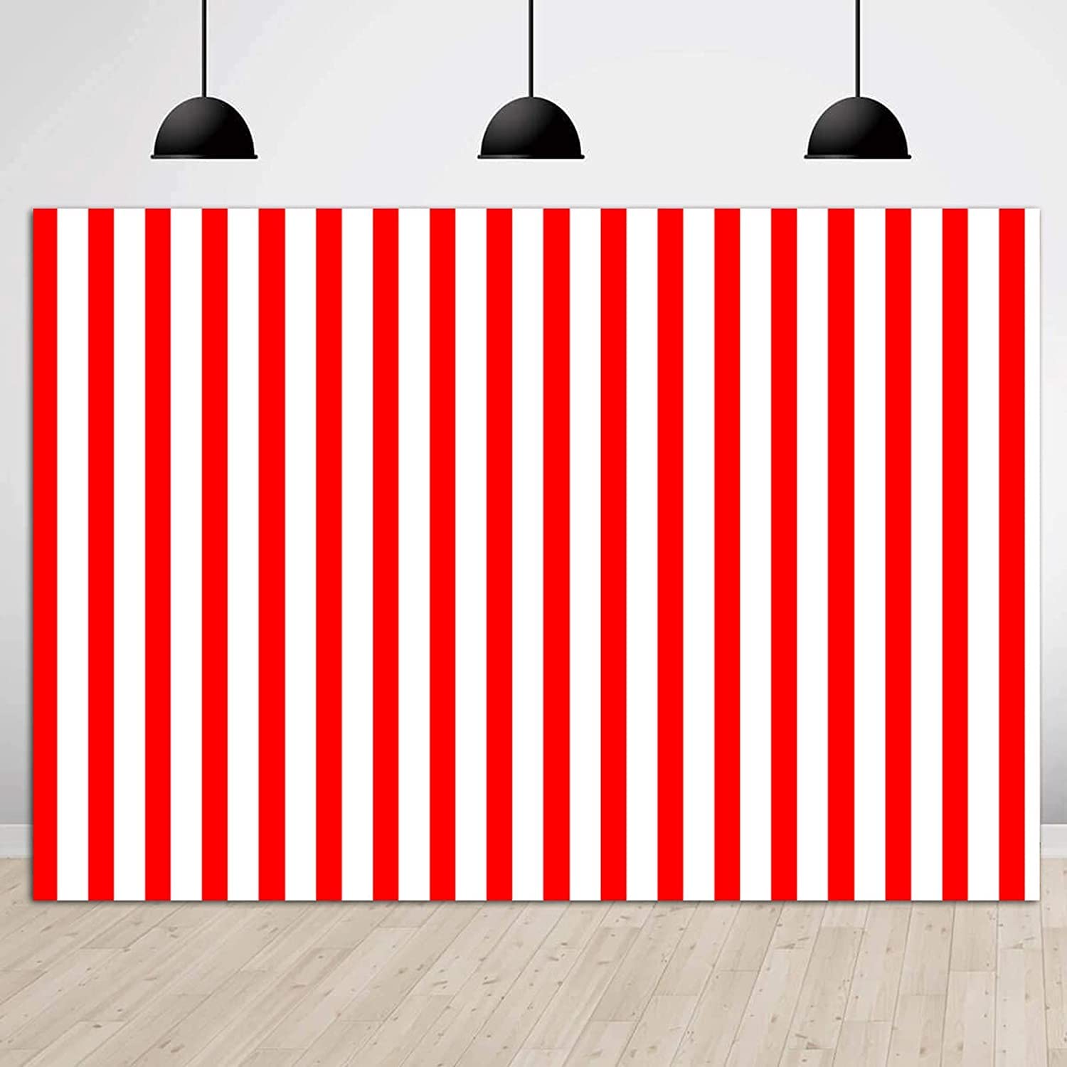 Red and White Backdrop for Kids Birthday Party Decorations Polyester 5x3ft Red White Stripe for Big Top Circus Themed Party Banner Photo Studio
