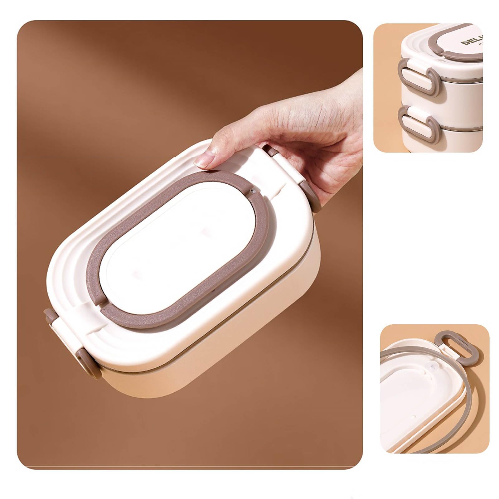 Caja de Almacenamiento de Alimentos Inoxidable con Flexible de Doble Gancho y Bolsa térmica para Transporte de Comidas frías y Calientes Caja de Comida Caliente Transportable