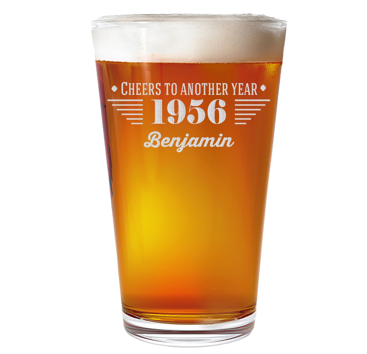 Personalised Vintage 70th Etched 16oz Pint Glass – Custom 1956 Happy 70th Birthday Gifts Men Women Him Her, Customised Decorations, Turning 70 Year Old, Party Favors Supplies, Maverick