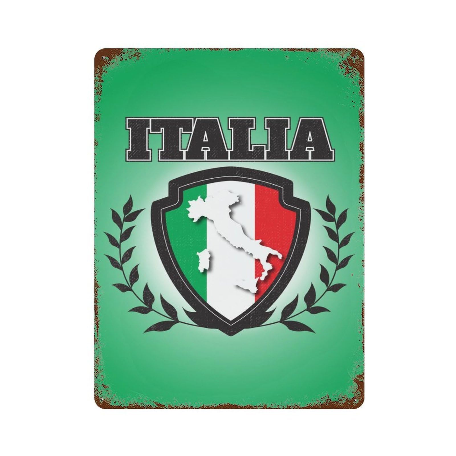 Italy Flag Distressed Metal Wall Sign 15.7"x11.8", Industrial Home Decor for Garage, Pub Or Kitchen