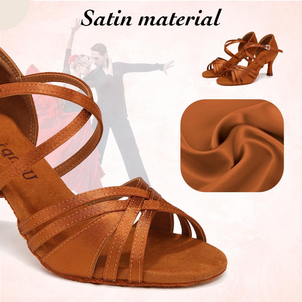 Zapatos de Baile de Salon Latino Mujer Baratos Salsa y Bachata Zapatos Baile 7,5 cm de Tacón